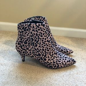 Qupid leopard booties with kitten heel